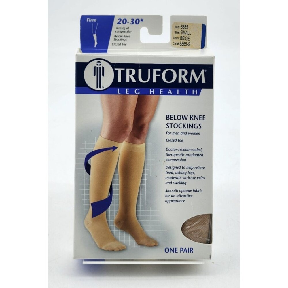 Truform Below Knee Compression Stockings 20-30 Firm #8865-S Unisex Beige Size S